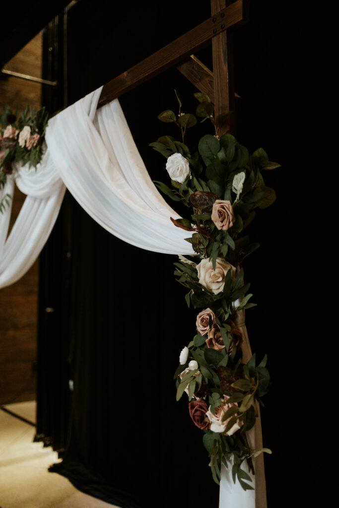 Ceremony floral setup at Tapestry Hall wedding venue 