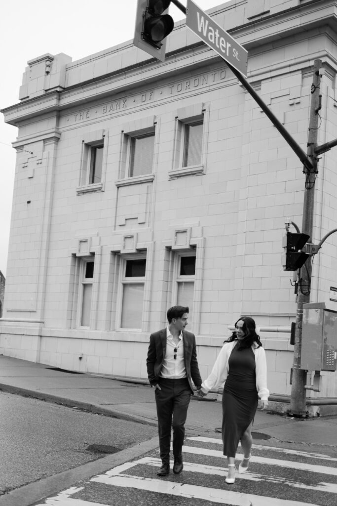 Holding hands in Cambridge on Water Street during photoshoot with Hematite Images 