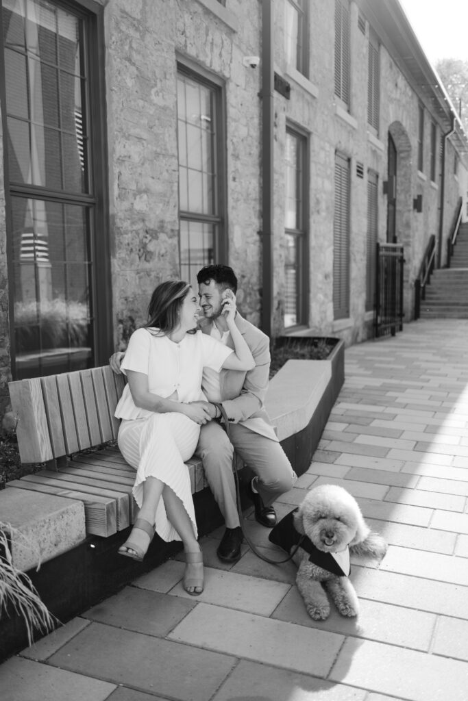 engagement photoshoot in cambridge ontario gaslight district 